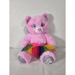 Build A Bear Workshop Pink Beary Fairy Friends 16" plush w/Wings & Rainbow Tutu